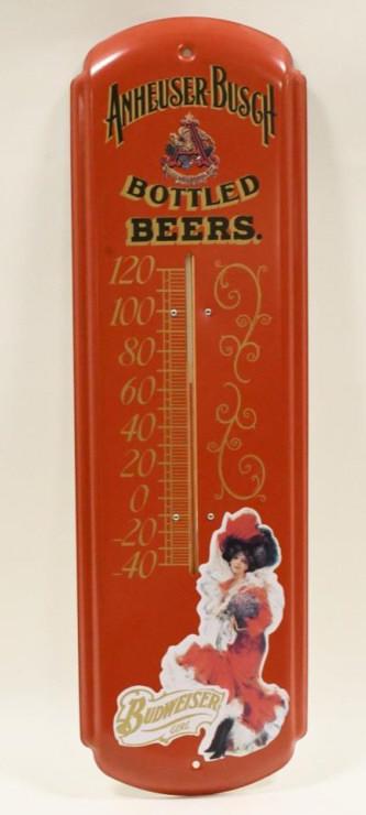 Tin Budweiser Girl Thermometer Sign (1 of 4)