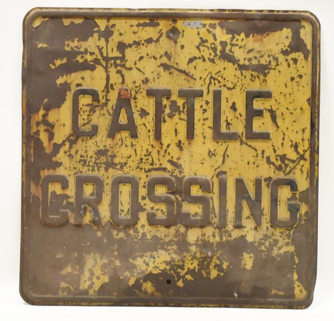 Vintage SST Embossed Cattle Crossing Sign (1 of 6)