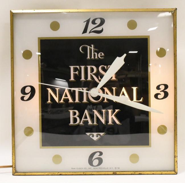 First National Bank Convex Glass Lighted PAM Clock (1 of 5)