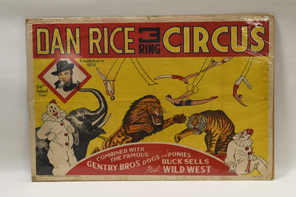 Vintage Dan Rice 3 Ring Circus Advertising Poster (1 of 6)