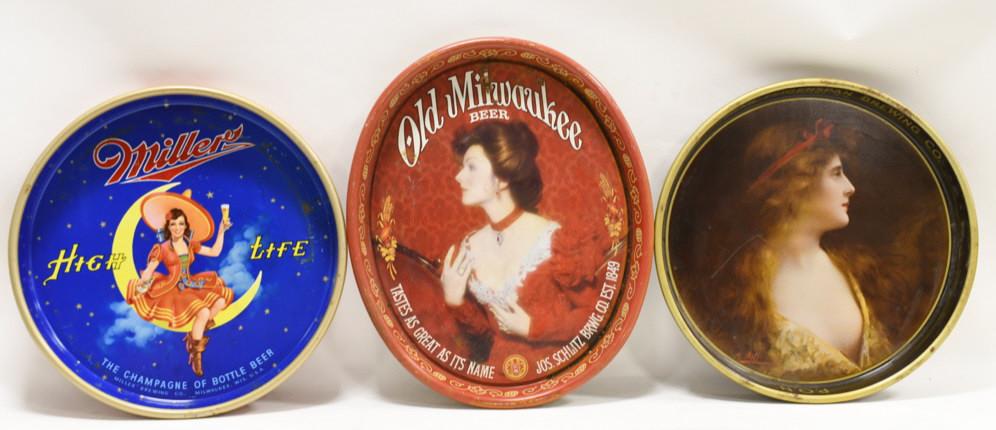 Lot Of 3 Vintage Advertising Beer Trays (1 of 5)