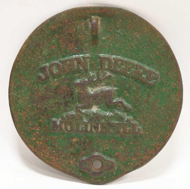 Early John Deere Embossed Cast Iron Planter Lid (1 of 3)
