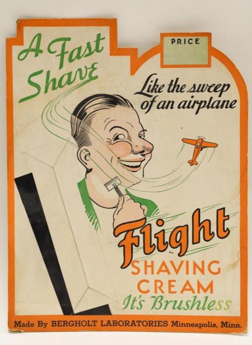 Vtg Flight Shaving Cream Cardboard Store Display (1 of 2)