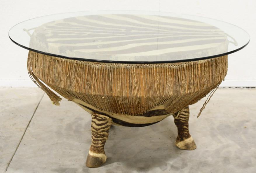 Zebra Feet  African Tribal Drum Coffee Table (1 of 6)
