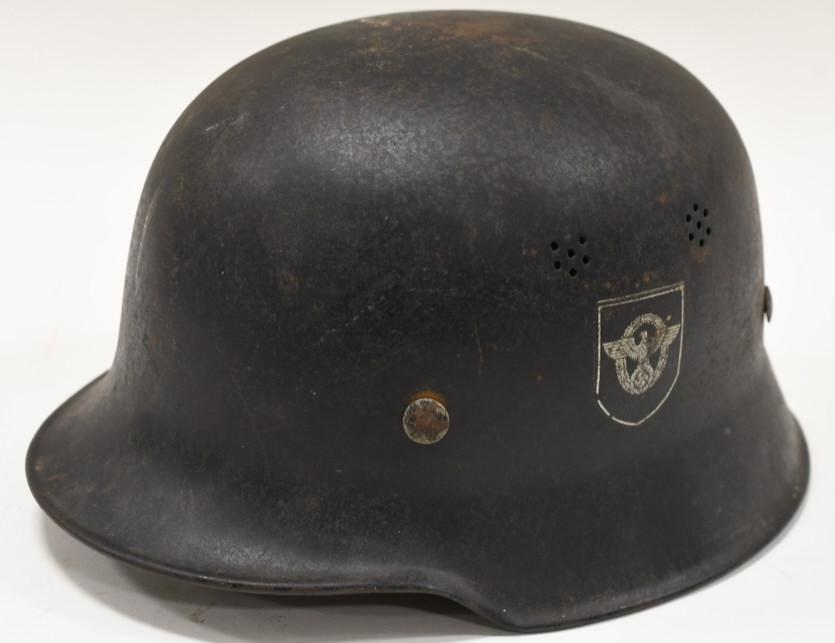 WWII German Fire/Police Double Decal Helmet (1 of 8)