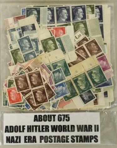 Large Lot Of WWII German Adolf Hitler Stamps: Nice lot of approximately 675 WWII era Adolf Hitler stamps. Stamps are in nice unused condition. Many are still in sheets.