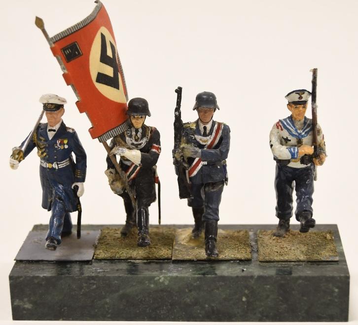 Hand painted WWII German Soldiers On Marble Base (1 of 6)