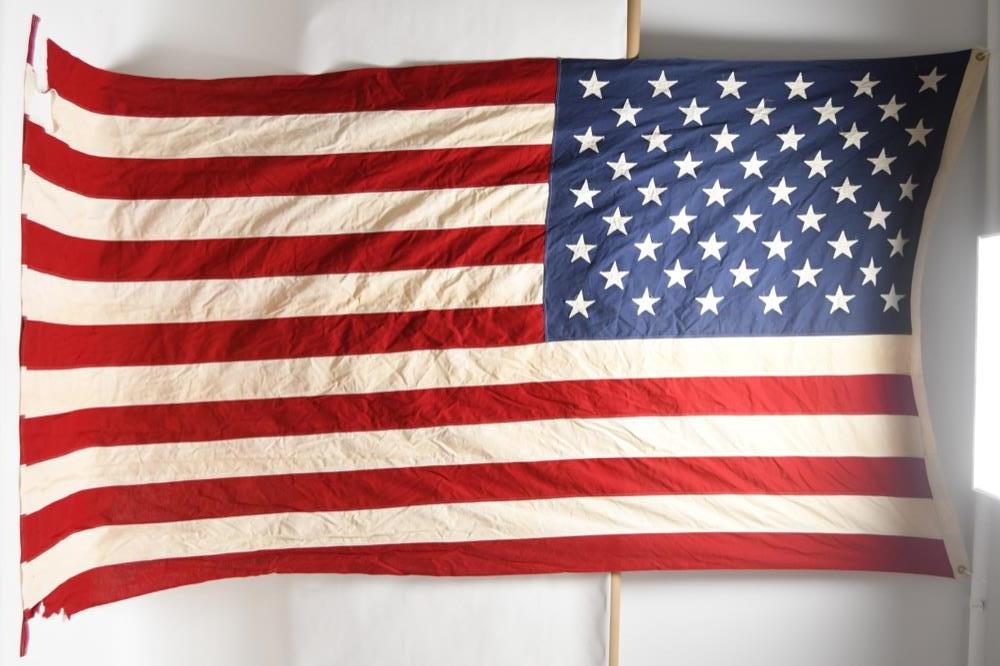 Large 9ft Vintage 50 Star US Flag w/ Sewn On Stars (1 of 8)