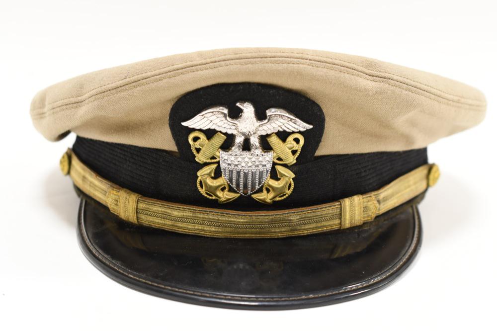 Vintage Named US Navy Type II Visor Cap (1 of 4)