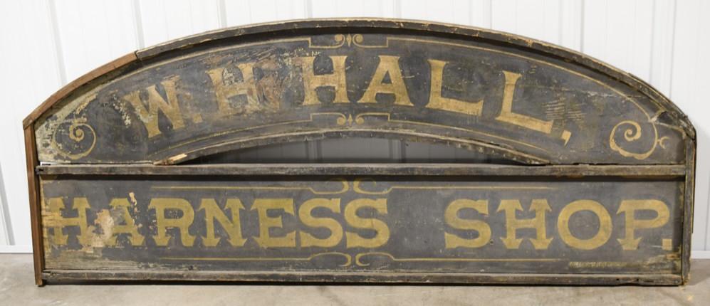 Early W.H. Hall Harness Shop Wooden Adv Sign (1 of 4)