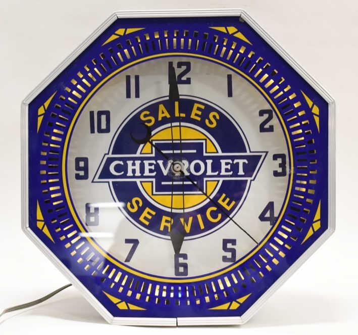 Chevrolet Bowtie Sales Service Neon Spinner Clock Jan 25, 2020