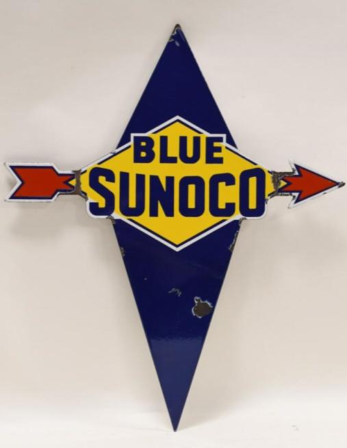 SSP Blue Sunoco Gas Pump Plate Advertising Sign (1 of 7)