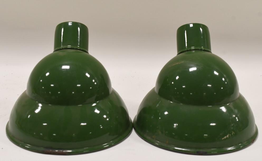 Lot Of 2 Vintage Green Porcelain Lamp Shades (1 of 4)