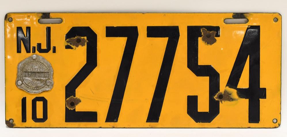 1910 New Jersey 5-Digit Porcelain License Plate (1 of 4)