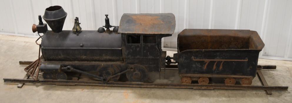 Large Folk Art Metal Locomotive w Tender (1 of 4)