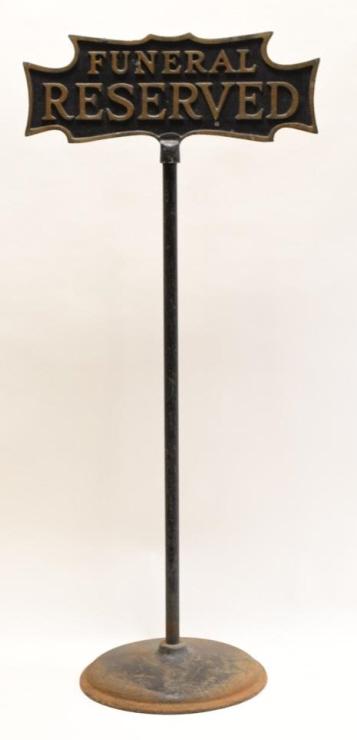 Vintage Cast Metal Funeral Reserved Curb Sign (1 of 5)