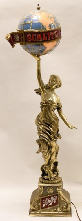 Vintage Schlitz Lady w/ Globe Advertising Lamp (1 of 6)