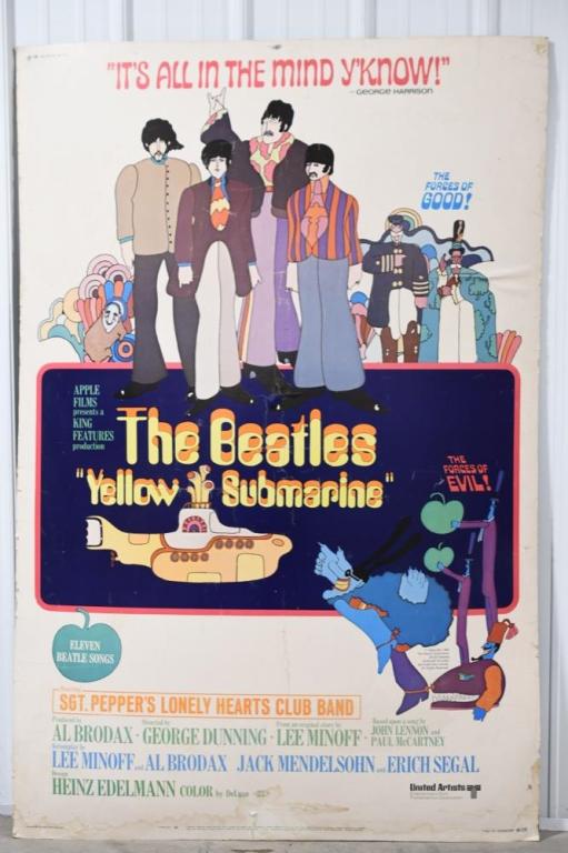 Large 1968 Beatles Yellow Submarine Movie Poster (1 of 8)