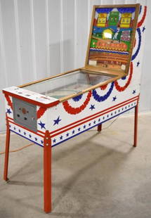 1959 Williams De Luxe Pinch Hitter Coin Op Game: Nice 1959 Williams De Luxe Pinch Hitter coin operated pinball base ball bating game. Nice cosmetic condition with some paint loss and awear from use and age. Displays very well with great colors nd gr