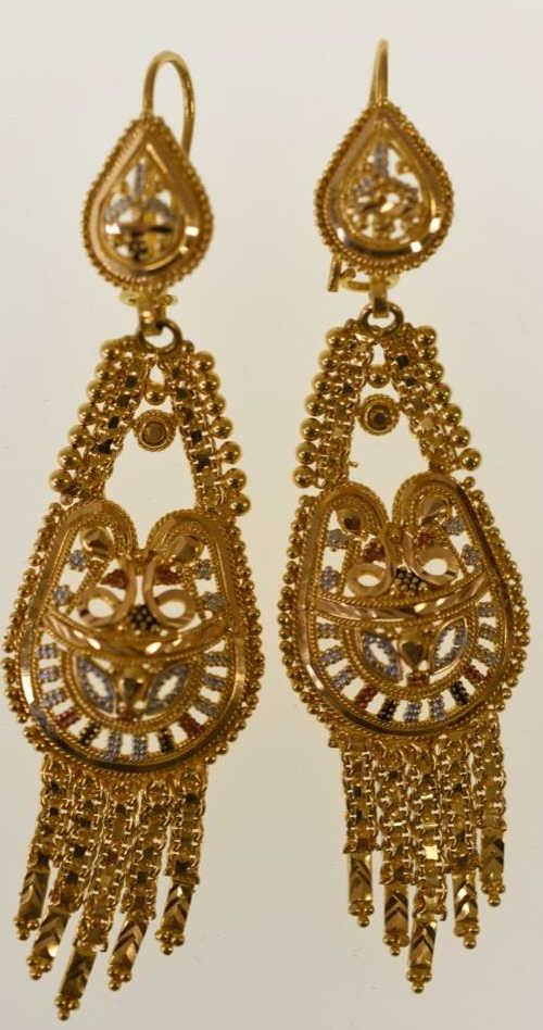 Ladies 21K Yellow Gold Dangle Earrings (1 of 2)