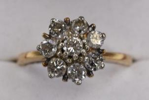 Ladies 14K Yellow Gold Diamond Cluster Ring (1 of 2)