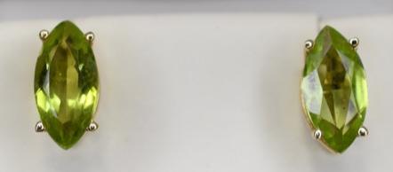 Ladies 14K Yellow Gold Solitaire Peridot Earrings (1 of 2)