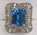 Ladies 14K Yellow Gold Diamond & Blue Topaz Ring
