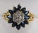 Ladies 14K Yellow Gold Diamond & Sapphire Ring