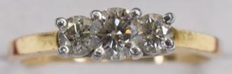Ladies 14K Yellow Gold 3-Diamond Dinner Ring (1 of 2)