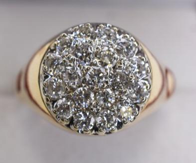 Men's 14K Yellow Gold Diamond Cluster Ring (1 of 2)