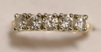 Ladies 14K Yellow Gold Five Diamond Ring (1 of 2)