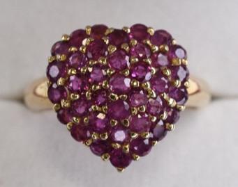 Ladies 14K Yellow Gold Ruby Heart Ring (1 of 2)
