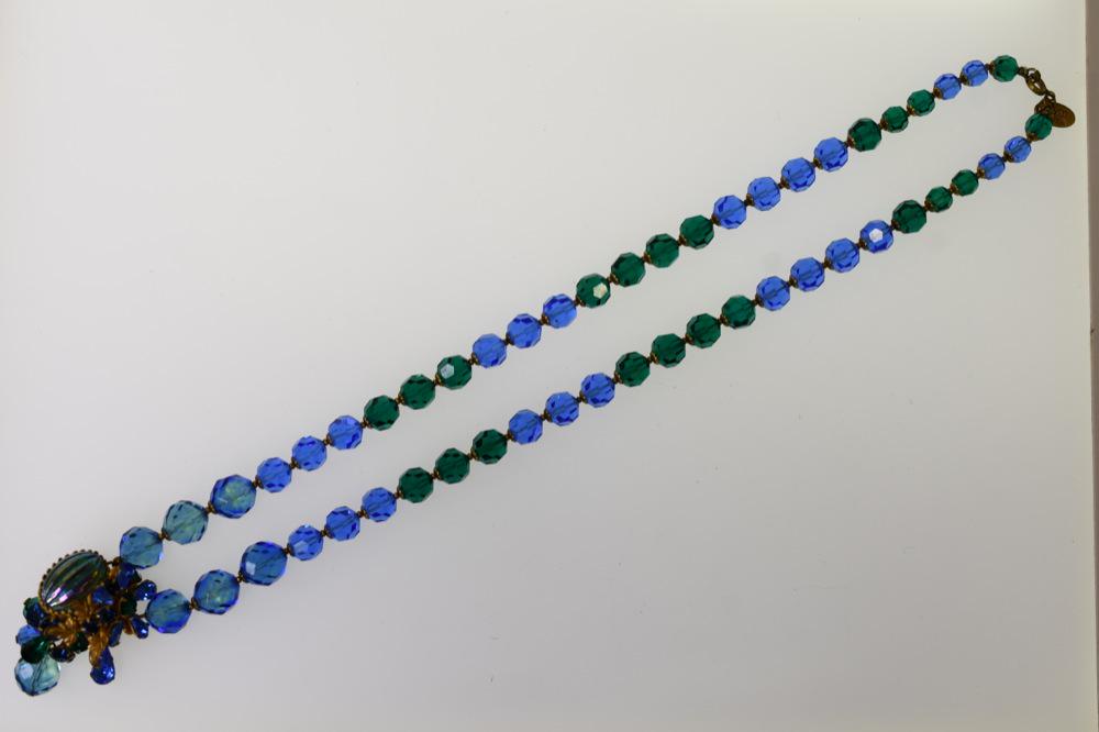 1950s Miriam Haskell Blue & Green Crystal Necklace (1 of 3)
