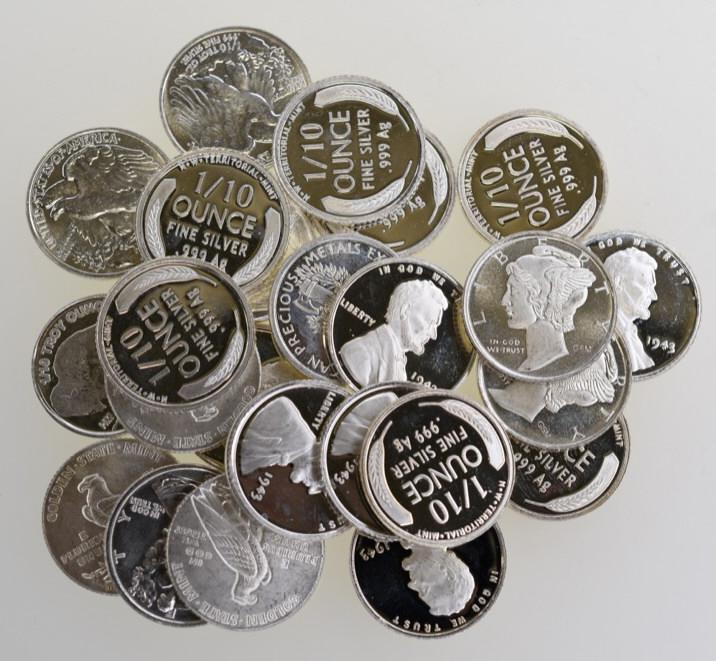 (25) 1/10th Troy Oz .999 Fine Silver Coin Rounds (1 of 3)