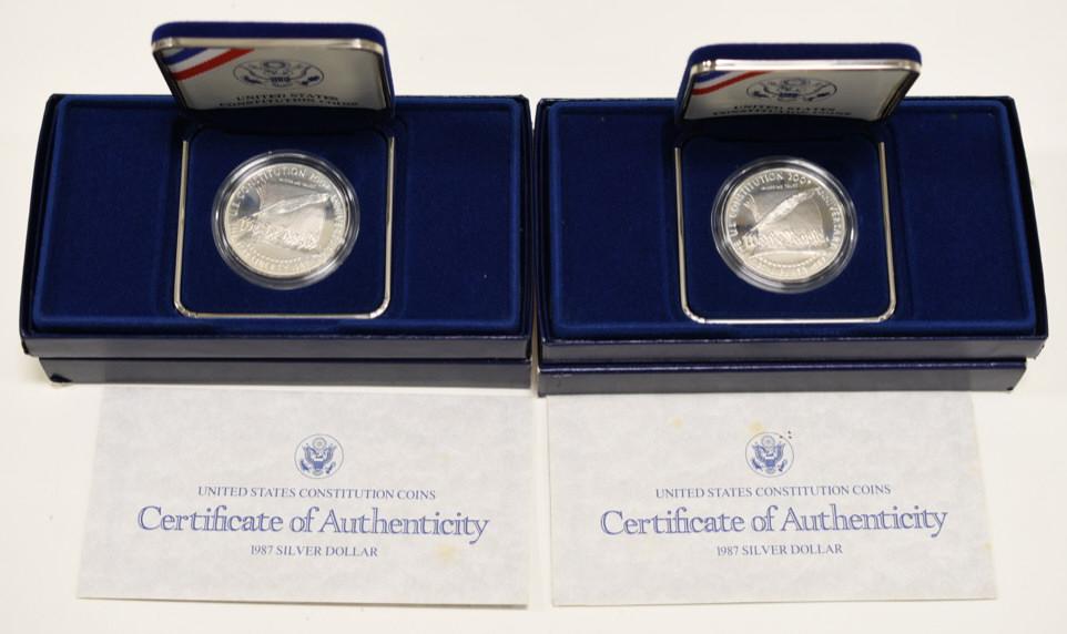 (2) 1987 Constitution Commemorative Silver Dollars (1 of 3)