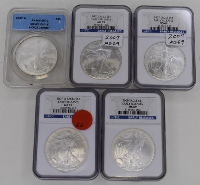 Lot of Graded American Silver Eagles (1 of 2)