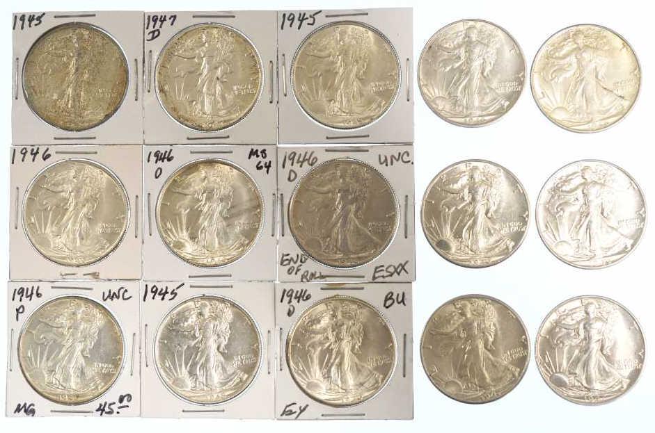 (15) 1945-1947 AU/BU Walking Liberty Half Dollars (1 of 8)