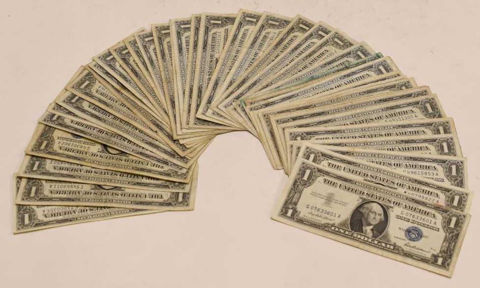 Lot of 50 Series of 1957 $1 Silver Certificates (1 of 3)