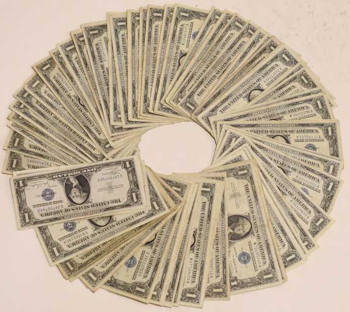 Lot fo 100 $1 Silver Certificates (1 of 3)
