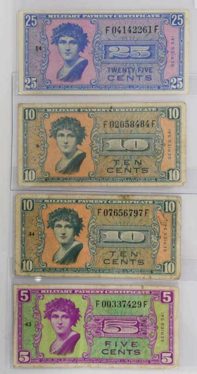 4 Series of 541 Military Payment Certificates (1 of 4)