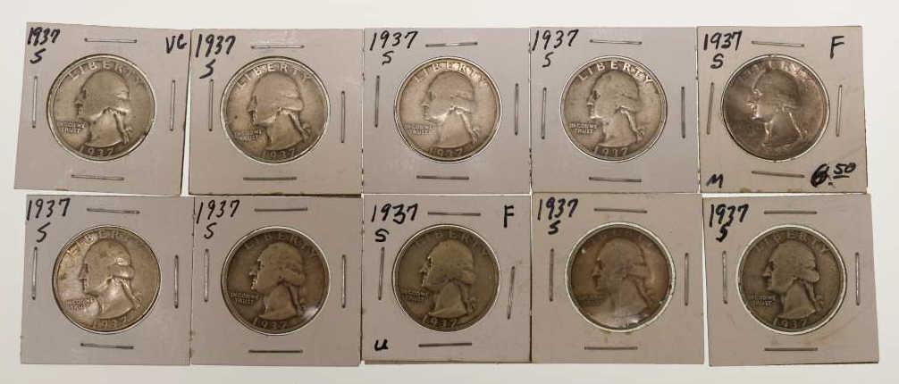 (10) 1937-S Washington Quarter (1 of 4)