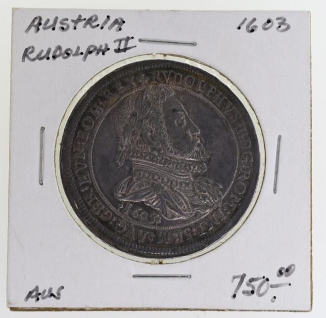1603 Austria Rudolph II Thaler Silver Coin (1 of 3)