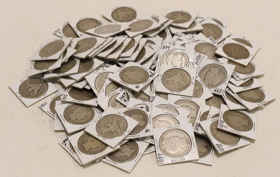 $50 Face 1894 thru 1903 Silver Barber Half Dollars (1 of 5)