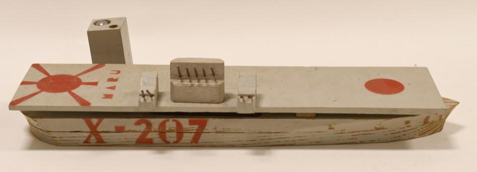 Bomb The Carrier Wood Toy Maru Japan: Nice WWll Bomb the Carrier wood toy ship maru game. Nice working condition. Displays nicely. Longest measures approximately 17" long.