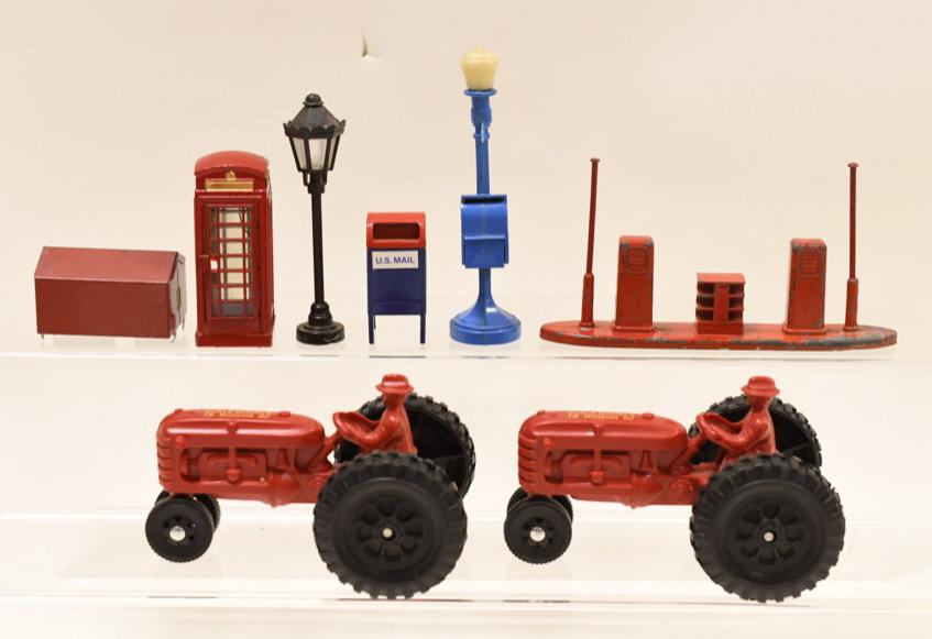 Lot of Misc. Railroad Accessories and Tractors: Nice lot of railroad accessores and scale models 1992 museum tractors. Display nicely with wear from age and play.