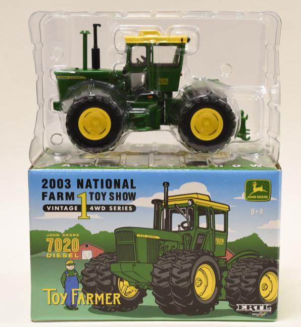 1/32 John Deere 7020 4WD Diesel Toy Farmer: Nice 1/32 John Deere 7020 4WD Diesel toy farmer. 2003 National Farm Toy Show. Nice condition new in box with the COA.