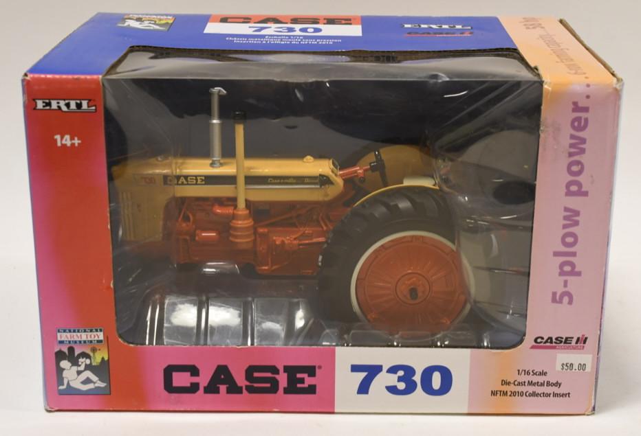 1/16 Ertl Case-O-Matic 730 Diesel Tractor: Nice 1/16 scale Ertl Case-O-Matic 730 diesel tractor. 2010 National Farm Toy Museum. Nice condition in the box. Box has some wear from storage and display.