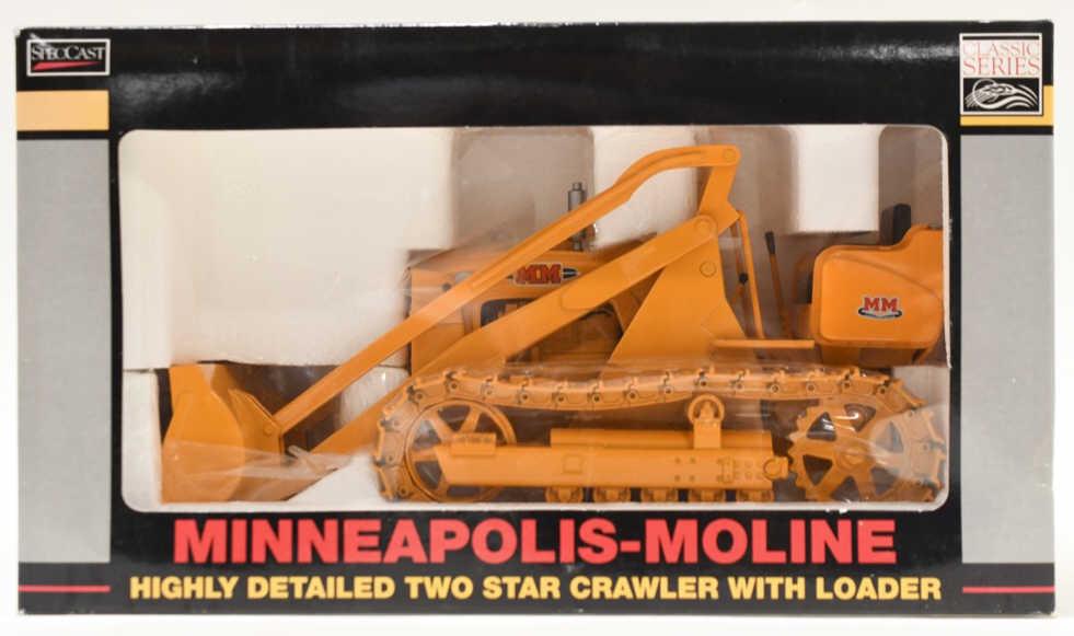 1/16 Speccast Minneapolis-Moline Crawler w/ Loader: Nice 1/16th scale Speccast Minneapolis-Moline two star crawler with loader. Displays nicely with great detail. New in the box.