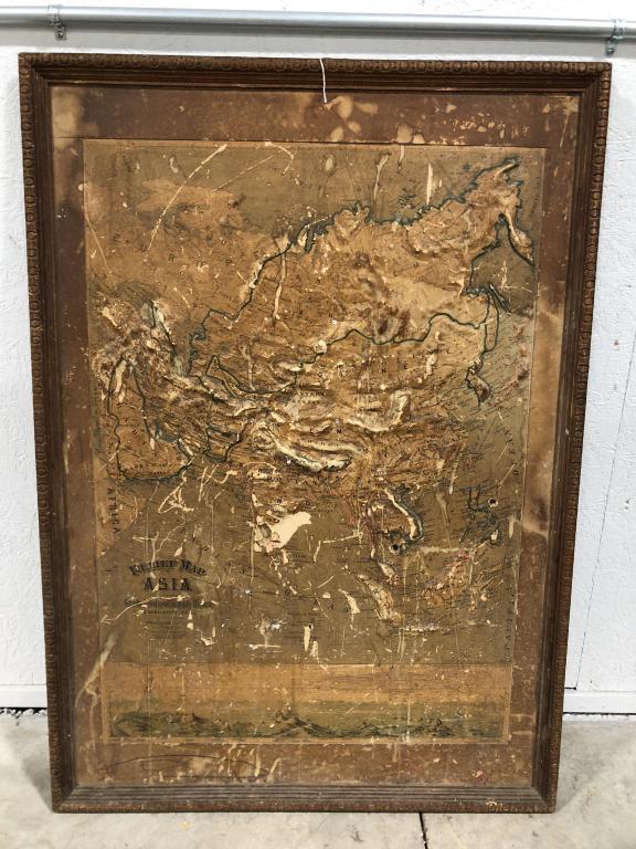 Large Antique Relief Map of Asia (1 of 5)
