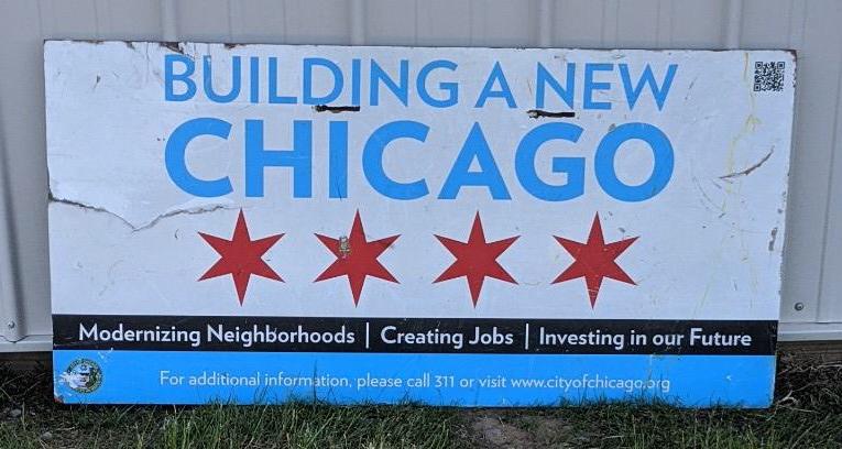 Building a New Chicago sign on board (1 of 3)